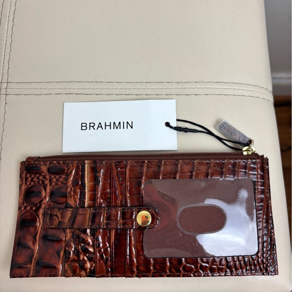 Brahmin Melbourne Collection Leather Crocodile-Embossed Credit Card Wallet NWT - Picture 6 of 11